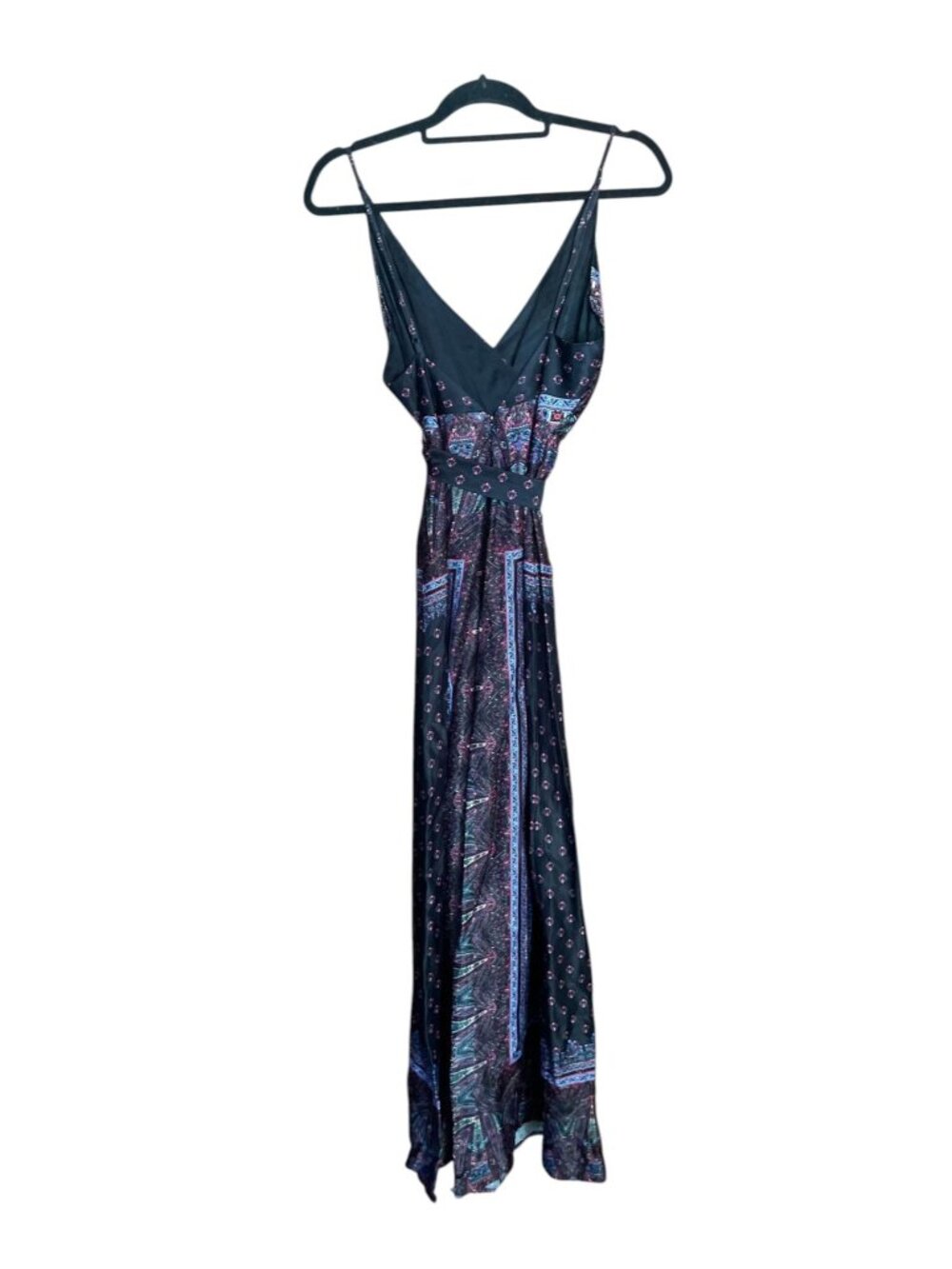 Free People Cabbage Rose Jumpsuit Black Tapestry Print Boho Western SZ 4 - Picture 3 of 10